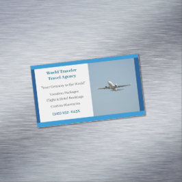 ブルーホワイト飛行機代理飛行機旅行代理店 マグネット名刺