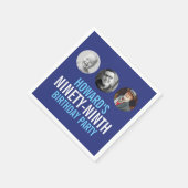 ブルーホワイト99th三つの写真カスタム誕生日パーティー スタンダードカクテルナプキン (角)