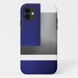 ブルーホワイト&シルバーコンテンポラリーイホン5ケース iPhone 11 ケース