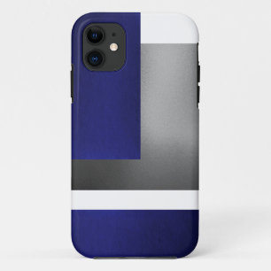 ブルーホワイト&シルバーコンテンポラリーイホン5ケース iPhone 11 ケース