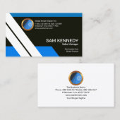 ブルーホワイト·ストライプ未来型セールス·マネージャ 名刺 (正面/裏面)