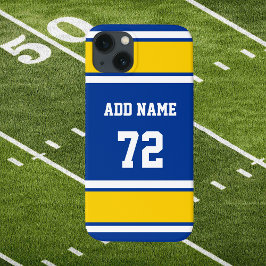 ブルーホワイト&ソルイエロースポーツストライプ iPhone 13ケース