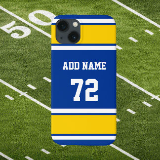 ブルーホワイト&ソルイエロースポーツストライプ iPhone 13ケース