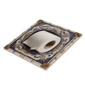 ブルーホワイト&金ゴールドトイレ転が紙バおもしろいスルーム タイル (側面)