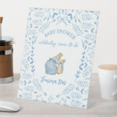 ブルーホワイトPeter the Rabbit Beatrix Baby Shower 台座サイン (インサイチュ)