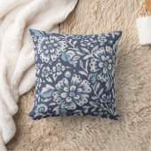 ブルーホワイ華美トフォレストダマスクフローラウッドランド クッション (ブランケット)