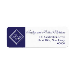 ブルーホワシンプルイト幾何学模様結婚の ラベル