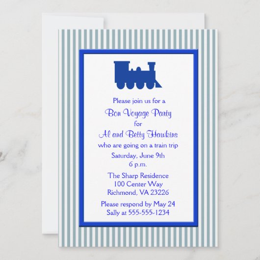 ブルーホワストライプイト列車ボンヴォージュパーティー 招待状 (正面)