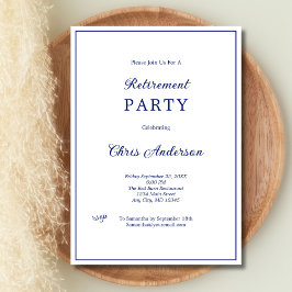 ブルーホワミニマルイシンプルモダンパーティー 招待状