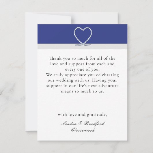 ブルーホワ航海のイトロープハート結婚いかり サンキューカード (裏面)