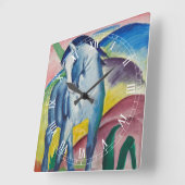 ブルーホースバイフランツマルクヴィンテージファインアート スクエア壁時計 (傾斜)