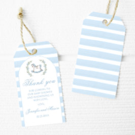 ブルーホースボーホアーチ男の赤ちゃんシャワ感謝していーユー ギフトタグ
