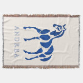 ブルーホース絵を描ズエクスモダントリアンホームデコール スローブランケット (正面)