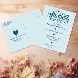 ブルーホームスイートホームパーソナライズされた引っ越し祝いパーティー ポストカード