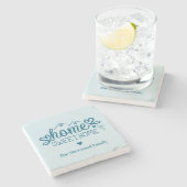 ブルーホームスウィートホームパーソナライズされた ストーンコースター (横)