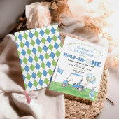 ブルーホールインワンエイジゴルフ誕生日招待状 招待状