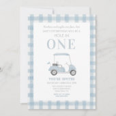 ブルーホールインワンゴルフカート誕生日招待状 招待状 (正面)