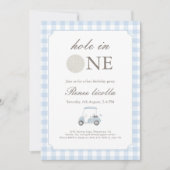 ブルーホールインワンゴルフカート誕生日招待状 招待状 (正面)