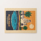 ブルーホールニューメキシコトラベルアートヴィンテージ ジグソーパズル (横)