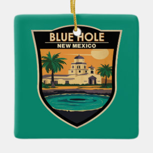 ブルーホールニューメキシコ旅行アートバッジ セラミックオーナメント