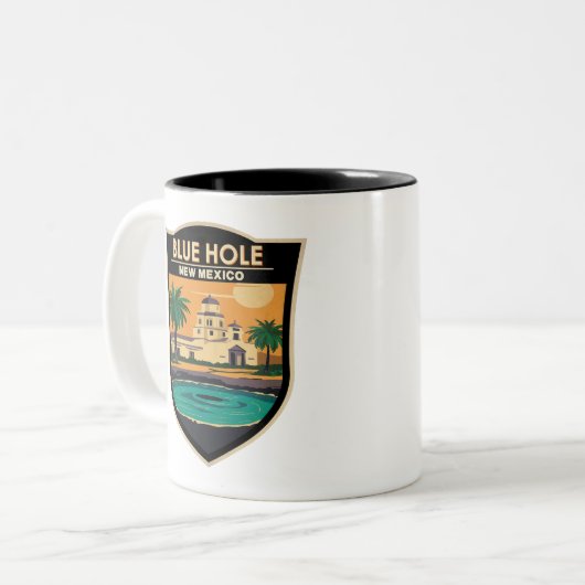 ブルーホールニューメキシコ旅行アートバッジ ツートーンマグカップ (正面左)