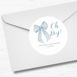 ブルーボウああ男の子ベビーシャワー ラウンドシール