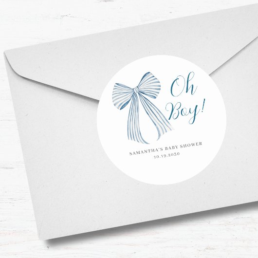 ブルーボウああ男の子ベビーシャワー ラウンドシール