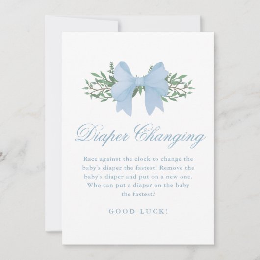 ブルーボウおむつ替えベビシャワーゲーム 招待状 (正面)