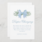 ブルーボウおむつ替えベビシャワーゲーム 招待状 (正面/裏面)