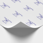 ブルーボウかわいこちゃん追加ネームベビーハッピーバースデー ラッピングペーパー (角)