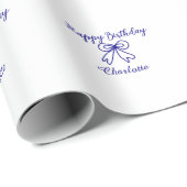 ブルーボウかわいこちゃん追加ネームベビーハッピーバースデー ラッピングペーパー (ロールコーナー)