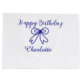 ブルーボウかわいこちゃん追加ネームベビーハッピーバースデー ラージペーパーバッグ (裏面)