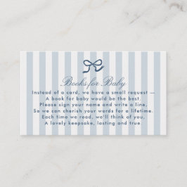 ブルーボウとストライプベビーエンクロージャカード用の書籍 名刺