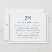 ブルーボウとストライプベビーエンクロージャカード用の書籍 招待状 (正面)