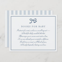 ブルーボウとストライプベビーエンクロージャカード用の書籍 招待状