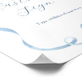 ブルーボウとリボンのカスタム文字記号 ポスター (角)