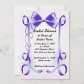 ブルーボウとリボン縁どのブライダルシャワー招待状 招待状 (正面)