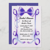 ブルーボウとリボン縁どのブライダルシャワー招待状 招待状 (正面/裏面)