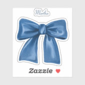 ブルーボウと名前ビニールステッカー シール (シート)