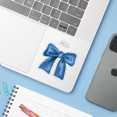 ブルーボウと名前ビニールステッカー シール (ノートパソコンとiPhone)