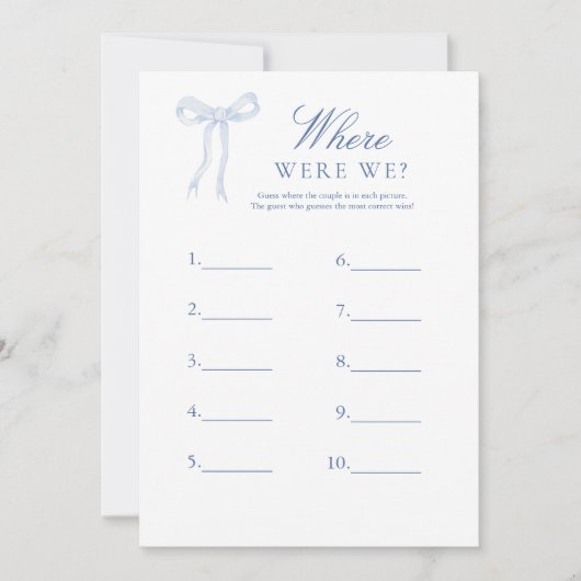 ブルーボウどこ我々は推測ブライダルゲーム 招待状 (正面)