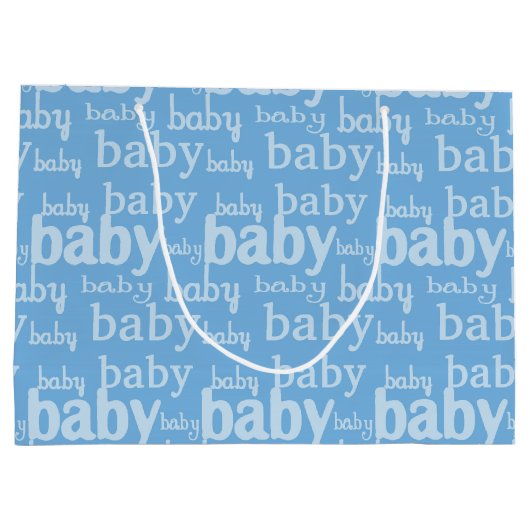 ブルーボウのキリン男の子のための赤ちゃんシャワー ラージペーパーバッグ (裏面)