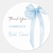 ブルーボウのブライダルシャワーお礼 ラウンドシール (正面)