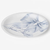 ブルーボウのブライダルシャワー ペーパープレート (アングル)