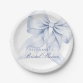 ブルーボウのブライダルシャワー 小さなサイズ ペーパープレート (正面)