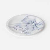 ブルーボウのブライダルシャワー 小さなサイズ ペーパープレート (アングル)