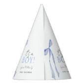 ブルーボウのベビーシャワー招待状(男の子) パーティーハット (裏面)