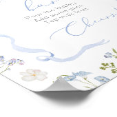 ブルーボウのリボンワイルドフラワーモモモザバーの水色 ポスター (角)