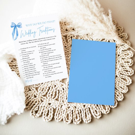 ブルーボウの結婚伝統ブライダルシャワーゲーム 招待状