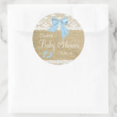 ブルーボウの赤ちゃんシャワー付きバーラップとレース ラウンドシール (バッグ)